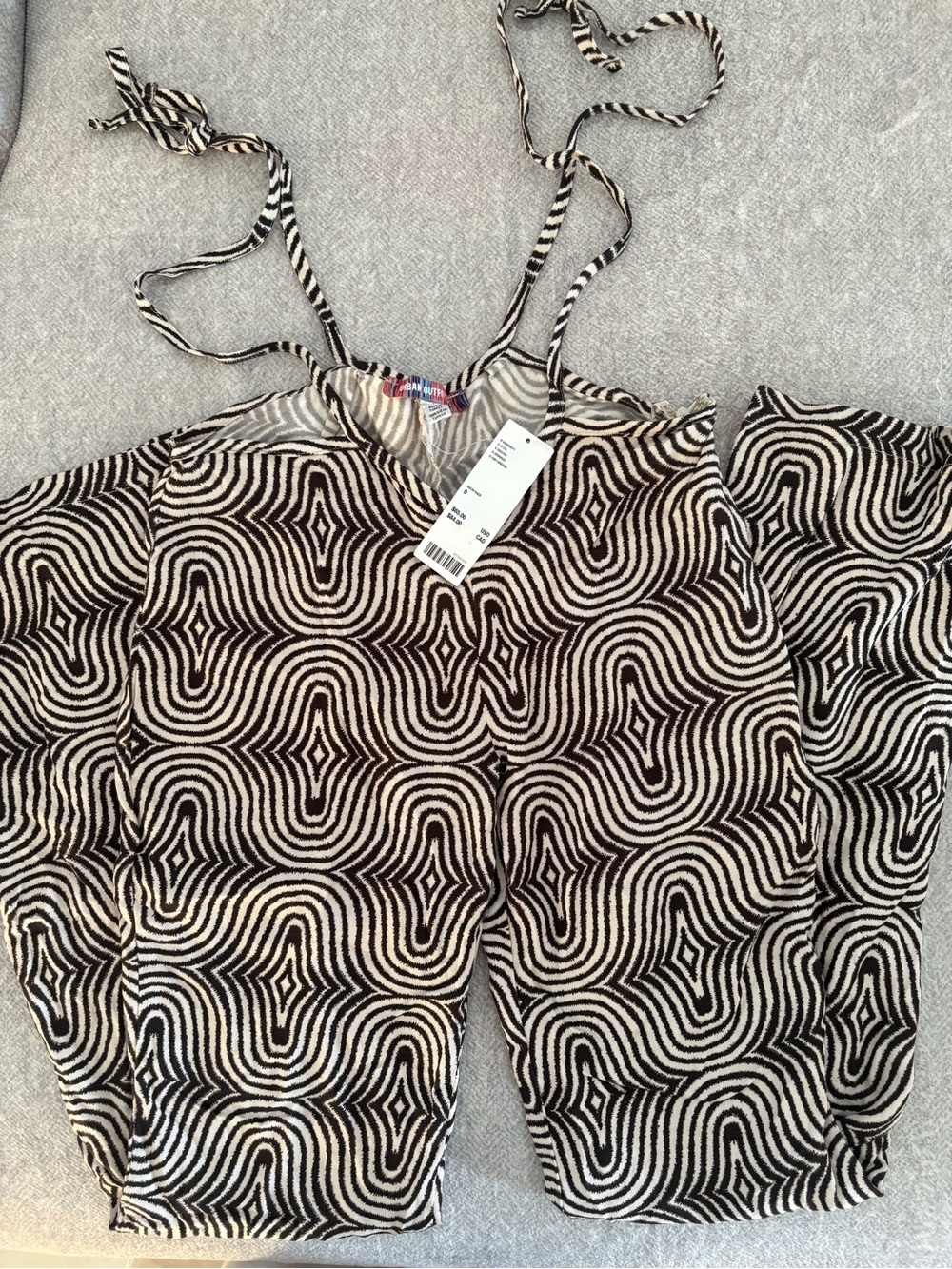 Urban Outfitters Black & Cream Swirl Print Jumpsuit